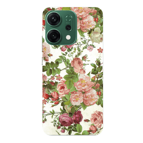 Oppo RENO 14 Pink roses 2 Transparent Silicone TPU Θήκη